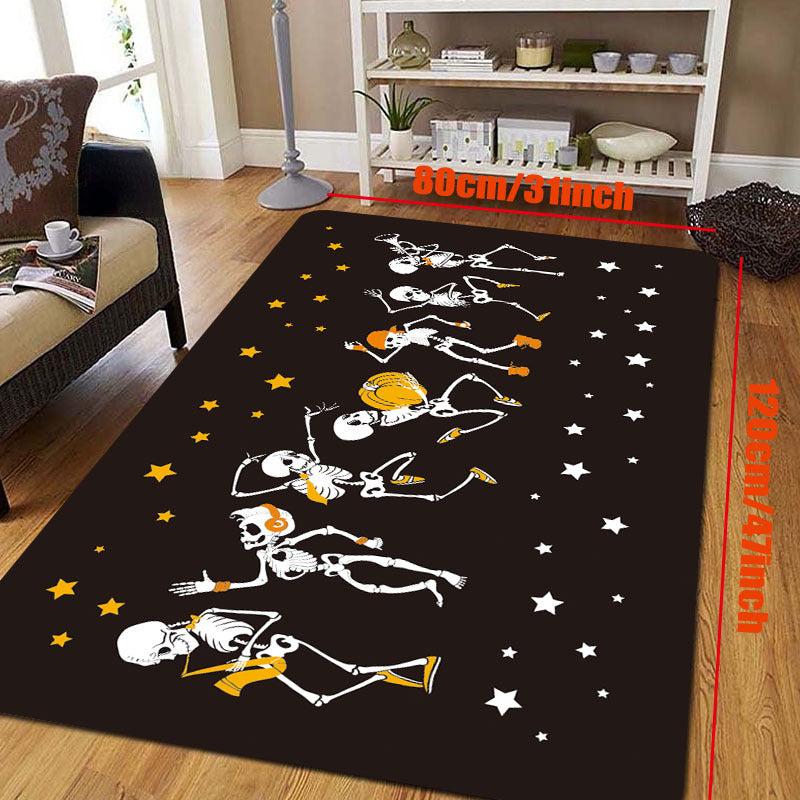Halloween Skeleton Print Doorway Mat Absorbent Bath Mat