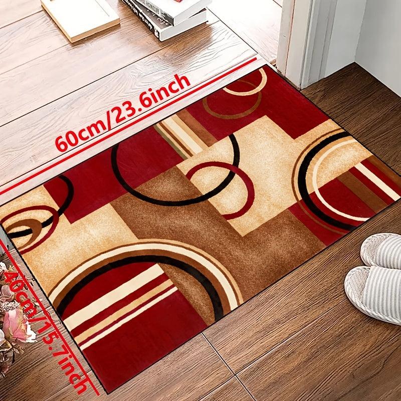 Red Geometric Shape Printed Non-Slip Resistant Rug
