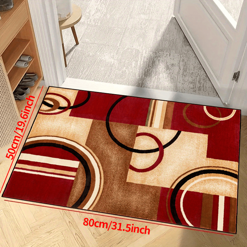 Red Geometric Shape Printed Non-Slip Resistant Rug