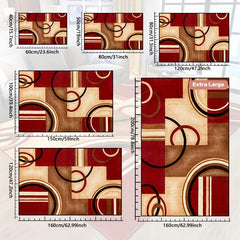 Red Geometric Shape Printed Non-Slip Resistant Rug