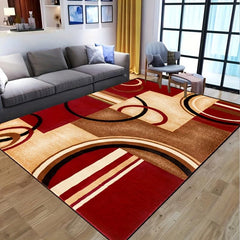 Red Geometric Shape Printed Non-Slip Resistant Rug