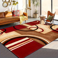 Red Geometric Shape Printed Non-Slip Resistant Rug