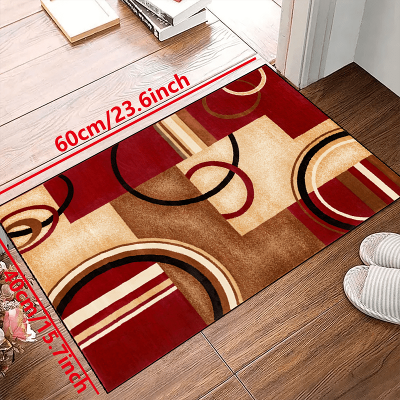 Red Geometric Shape Printed Non-Slip Resistant Rug
