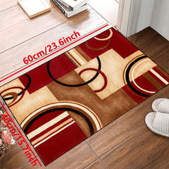 Red Geometric Shape Printed Non-Slip Resistant Rug