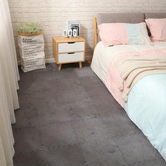12pcs Soft Grey Foam Puzzle Floor Mat Interlocking Carpet Tiles