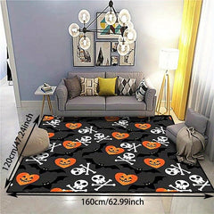 Halloween Skull Print Area Rug for Boys Girls Room