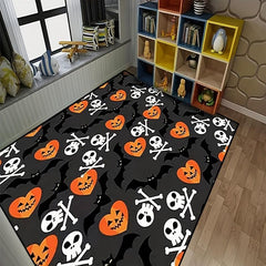 Halloween Skull Print Area Rug for Boys Girls Room
