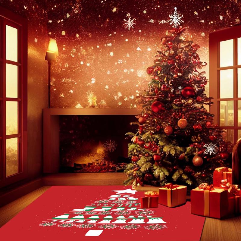 Christmas Party Rug Tree Print Living Room Bedroom Rug