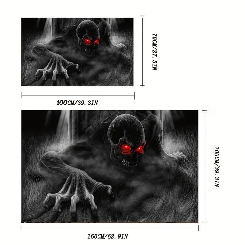 Halloween Smoke Skull Kitchen Rug Carpet Horror Skeleton Entrance Door Mat