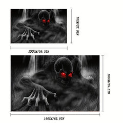 Halloween Smoke Skull Kitchen Rug Carpet Horror Skeleton Entrance Door Mat