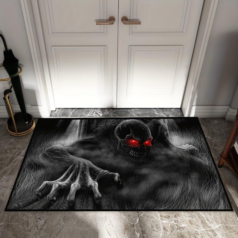 Halloween Smoke Skull Kitchen Rug Carpet Horror Skeleton Entrance Door Mat