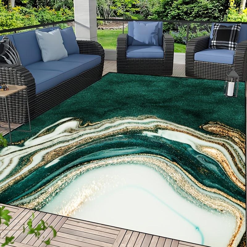 Marble Print Waterproof Rug for Living Room Bedroom