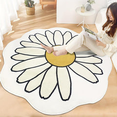 Thickened Cashmere Flower Area Rug Round Daisy Flower Rug