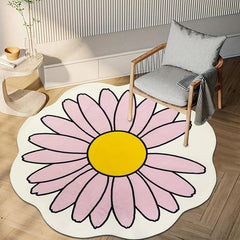 Thickened Cashmere Flower Area Rug Round Daisy Flower Rug