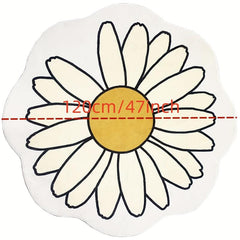 Thickened Cashmere Flower Area Rug Round Daisy Flower Rug