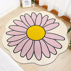 Thickened Cashmere Flower Area Rug Round Daisy Flower Rug