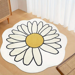 Thickened Cashmere Flower Area Rug Round Daisy Flower Rug