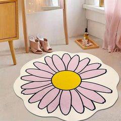 Thickened Cashmere Flower Area Rug Round Daisy Flower Rug