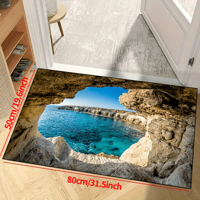 Seaside Cave View Non-slip Resistant Carpet - Waterproof