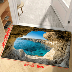 Seaside Cave View Non-slip Resistant Carpet - Waterproof