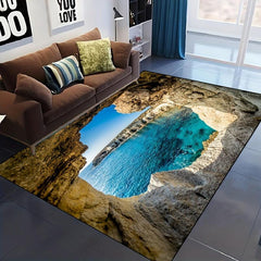 Seaside Cave View Non-slip Resistant Carpet - Waterproof