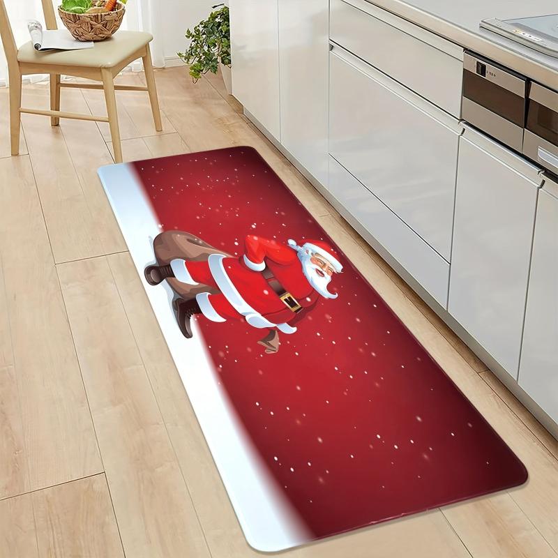 1pc Christmas Santa Claus Entrance Door Mat Non-slip Kitchen Carpet