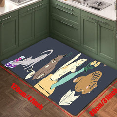Cat Kitchen Rug Soft Waterproof Non Slip Washable Carpet for Home Office