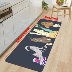 Cat Kitchen Rug Soft Waterproof Non Slip Washable Carpet for Home Office