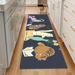 Cat Kitchen Rug Soft Waterproof Non Slip Washable Carpet for Home Office