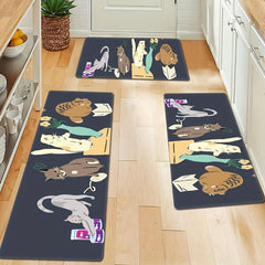 Cat Kitchen Rug Soft Waterproof Non Slip Washable Carpet for Home Office