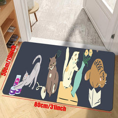 Cat Kitchen Rug Soft Waterproof Non Slip Washable Carpet for Home Office