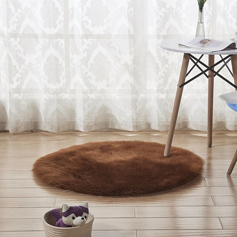 Soft Shaggy Round Area Rug 23.6in, Modern Plush Floor Mat for Living Room
