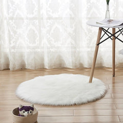 Soft Shaggy Round Area Rug 23.6in, Modern Plush Floor Mat for Living Room