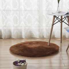 Soft Shaggy Round Area Rug 23.6in, Modern Plush Floor Mat for Living Room