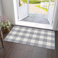 Check Plaid Rug Washable Layered Door Mats Indoor Outdoor Checkered Door Mat