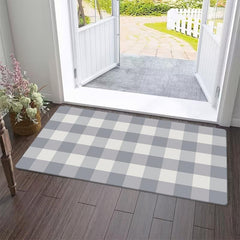 Check Plaid Rug Washable Layered Door Mats Indoor Outdoor Checkered Door Mat
