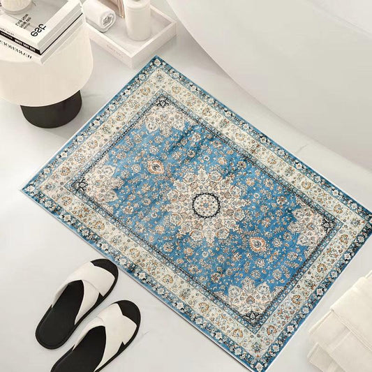 Boho Floor Mat Soft Crystal Velvet Fabric Bath Rug Bohemian Style Bath Mat