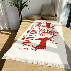 Christmas Weaving Tassel Fabric Area Rug Decoration Carpet Mat