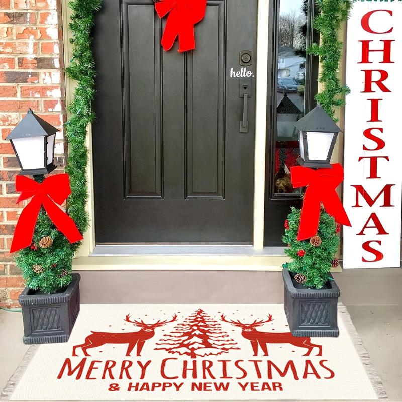 Christmas Weaving Tassel Fabric Area Rug Decoration Carpet Mat