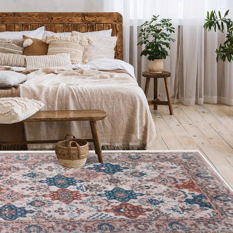 Vintage Boho Area Rug Indoor Outdoor Lightweight Living Room Bedroom Carpet