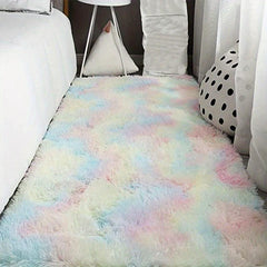 Soft Shaggy Tie Dye Rainbow Rug - Non Slip Washable Carpet