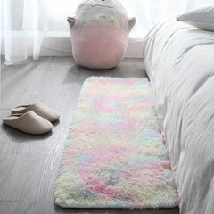 Soft Shaggy Tie Dye Rainbow Rug - Non Slip Washable Carpet