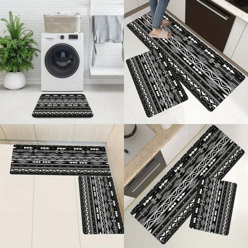 Striped Kitchen Mat Rugs Non-Slip Laundry Room Rugs