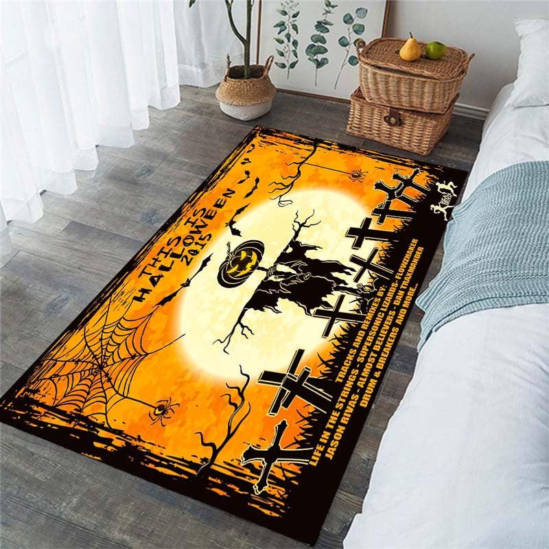 Halloween Pumpkin Wizard Area Rug Non Slip Floor Mat Home Decor