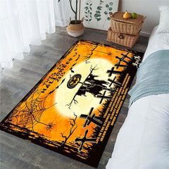 Halloween Pumpkin Wizard Area Rug Non Slip Floor Mat Home Decor