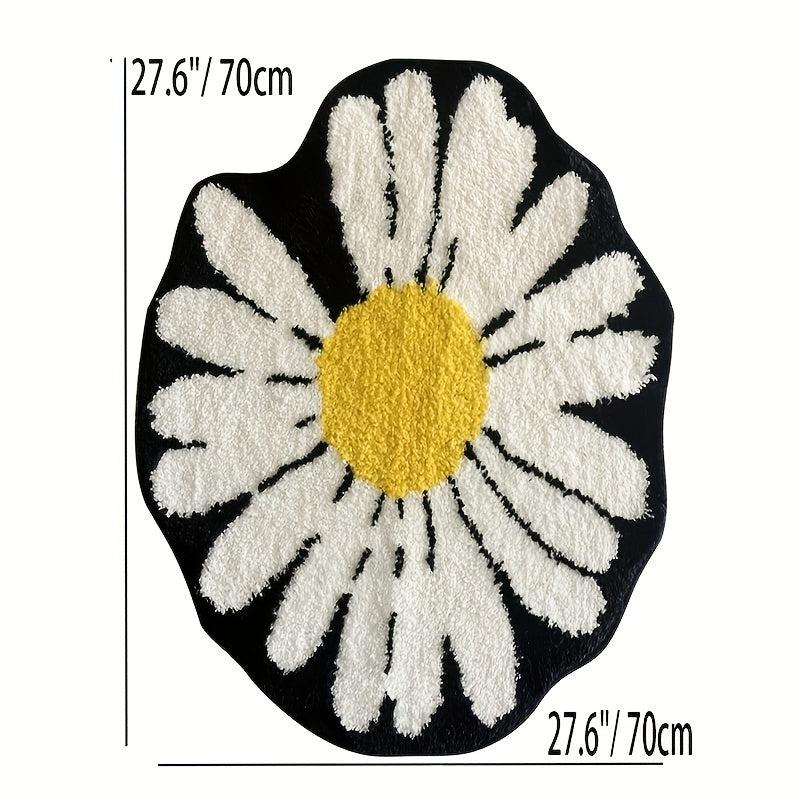 Daisy Carpet Mat Irregular Rugs For Bedroom Round Area Rug Non Slip Bathroom