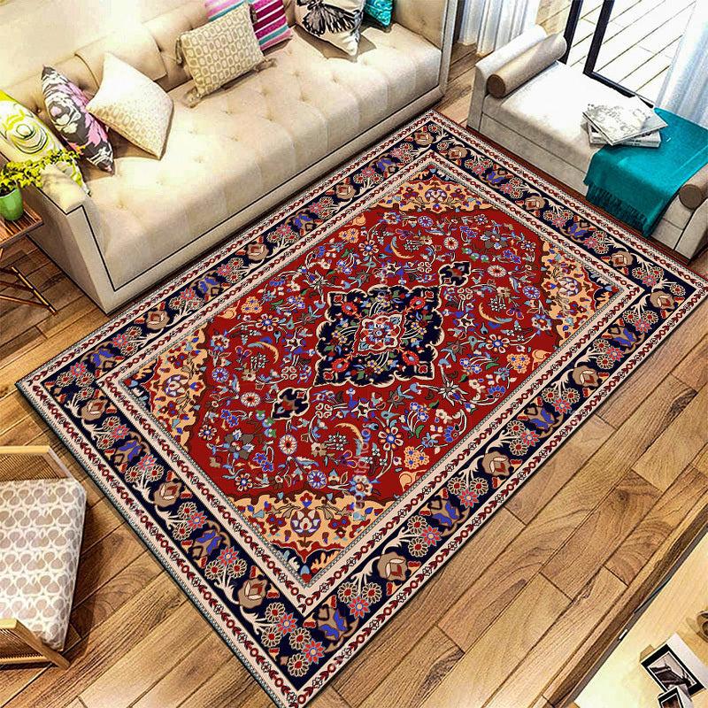 Bohemian Floral Area Rug, European Living Room Decor, Soft Floor Mat