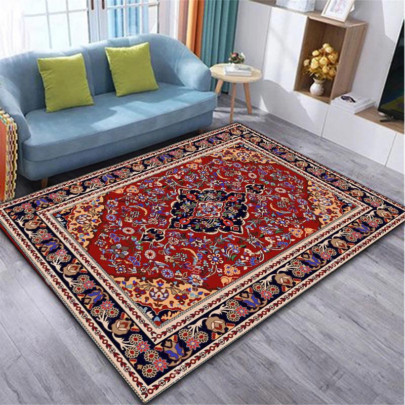 Bohemian Floral Area Rug, European Living Room Decor, Soft Floor Mat