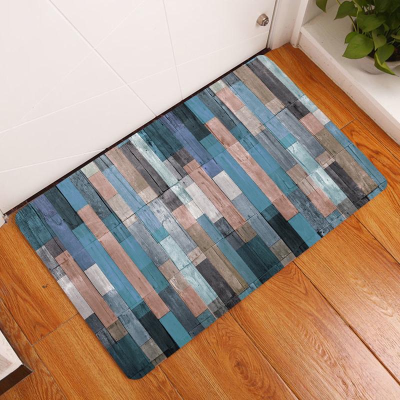Wood Grain Print Floor Mat Non-slip Washable Rug Soft Carpet