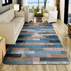 Wood Grain Print Floor Mat Non-slip Washable Rug Soft Carpet